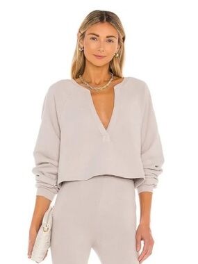 Lovers + Friends Light Beige V-Neck Knit Jumpsuit